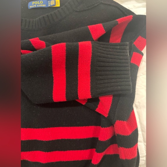 Men’s Ralph Lauren Red and Black Striped Wool Sweater Size XL New Without Tag - Picture 10 of 10